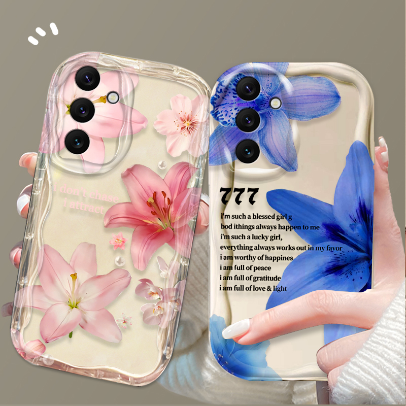 Samsung Galaxy A55 - Casing Ponsel Pola Bunga Lily Pink