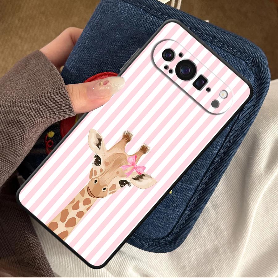 Google Pixel 9 Pro - Casing Penutup Ponsel Funda Jerapah Kartun