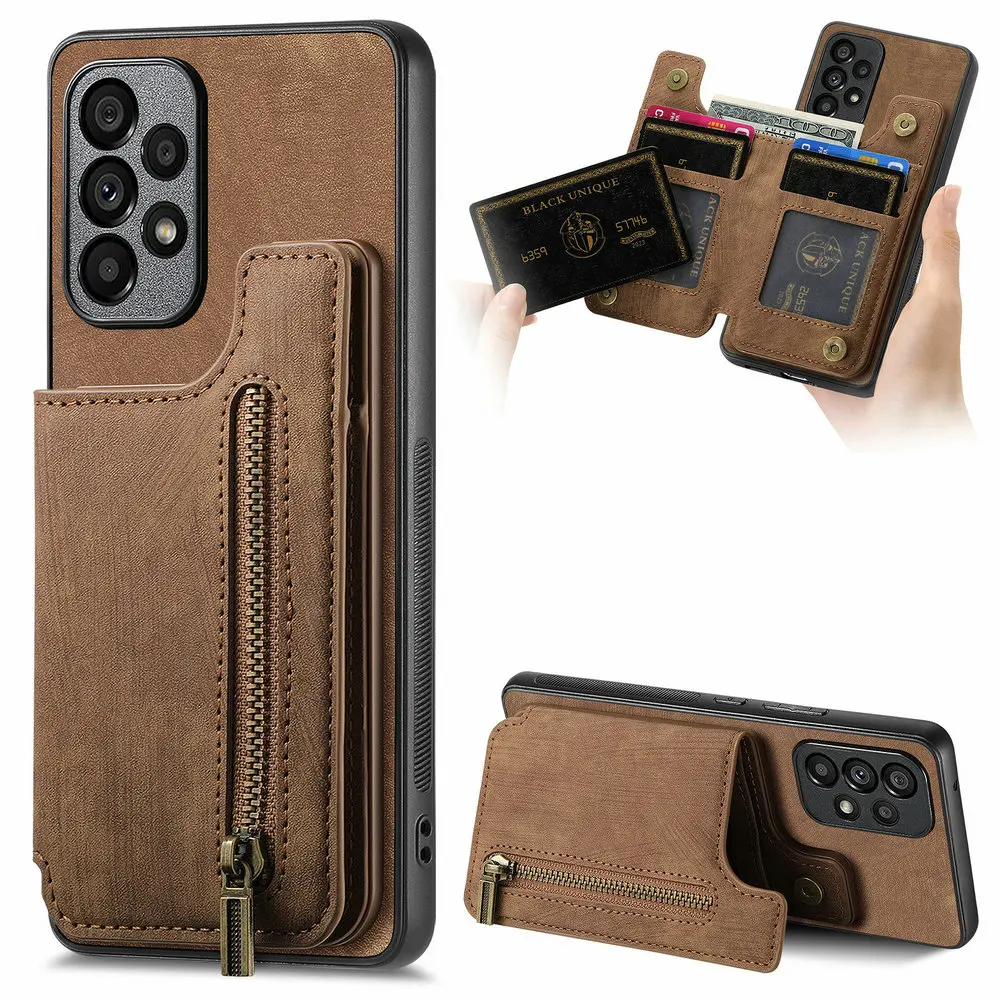 Oppo A78 - Casing Kulit Dompet Ritsleting untuk OPPO