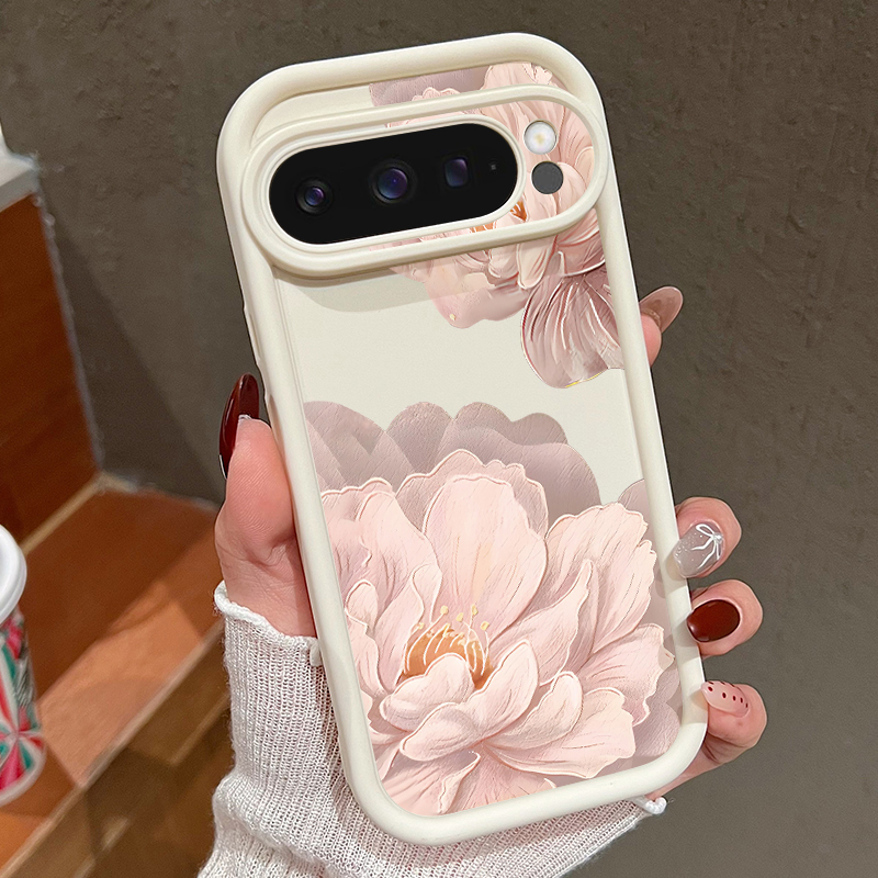 Google Pixel 9 Pro - Casing Ponsel TPU Lembut Bermotif Bunga