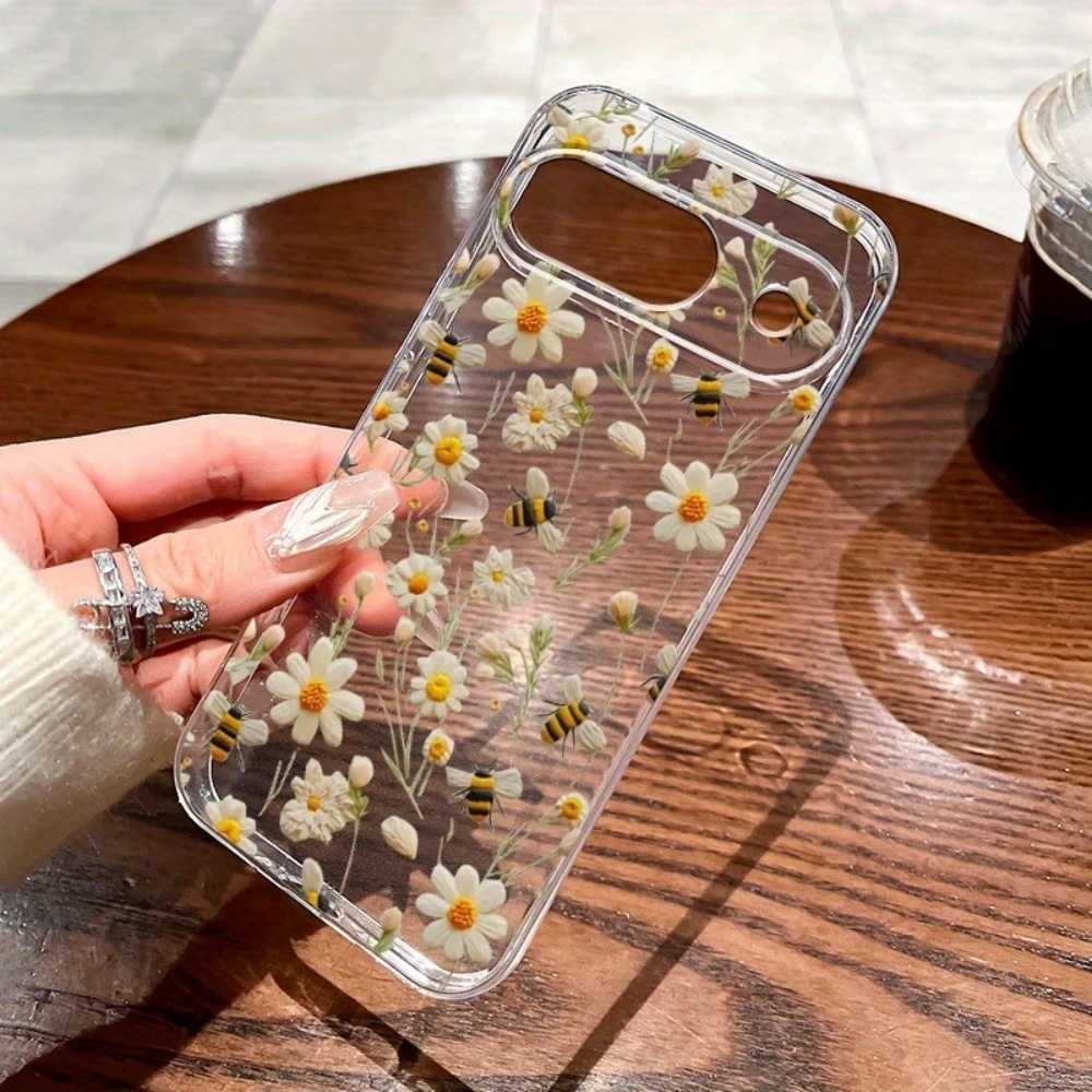 Google Pixel 9 Pro - Casing Ponsel Bening Lembut Pola Bunga