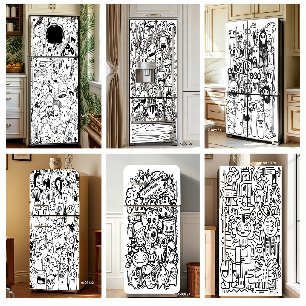 Stiker Kulkas Monster Doodle G - Full Cover Adhesive ulasan dan harga